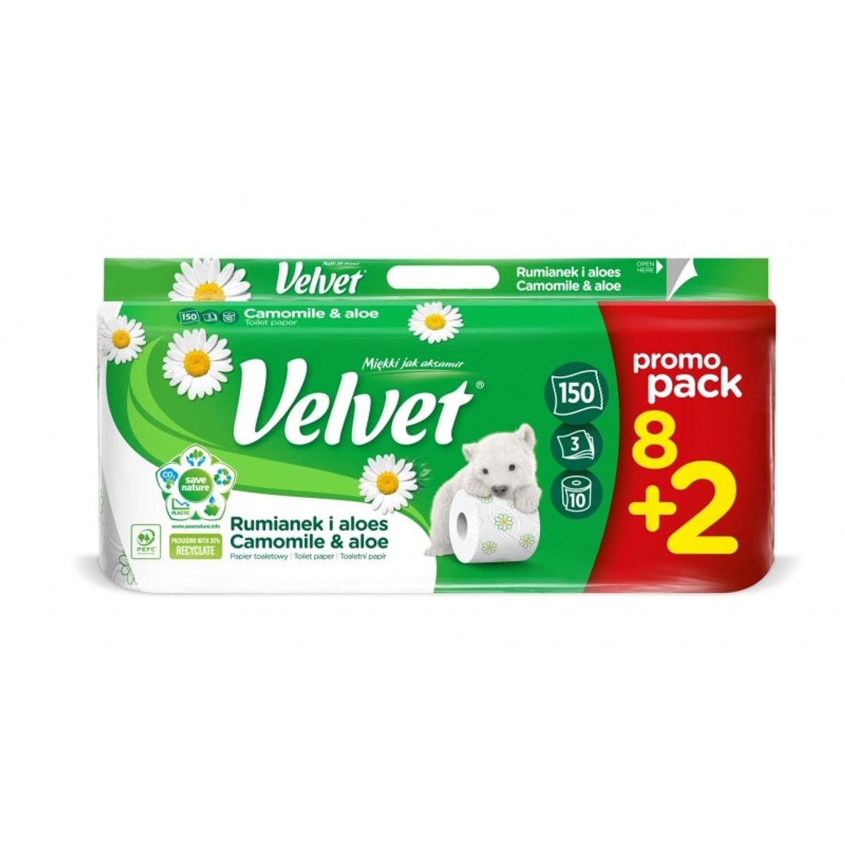 Toiletpapir VELVET Kamille Aloe Vera 3-lags.