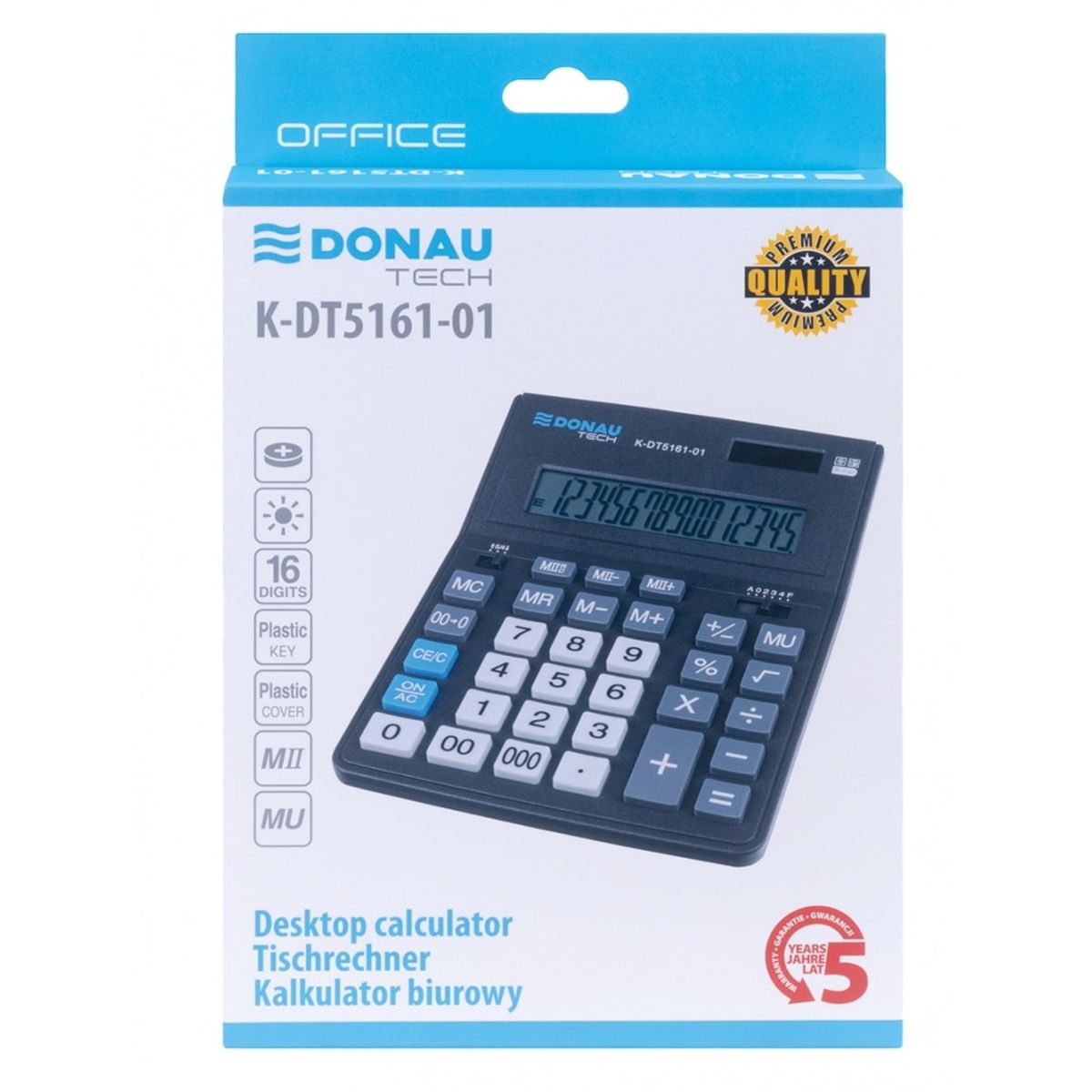 Kontorregner DONAU TECH 16-cifret display sort.