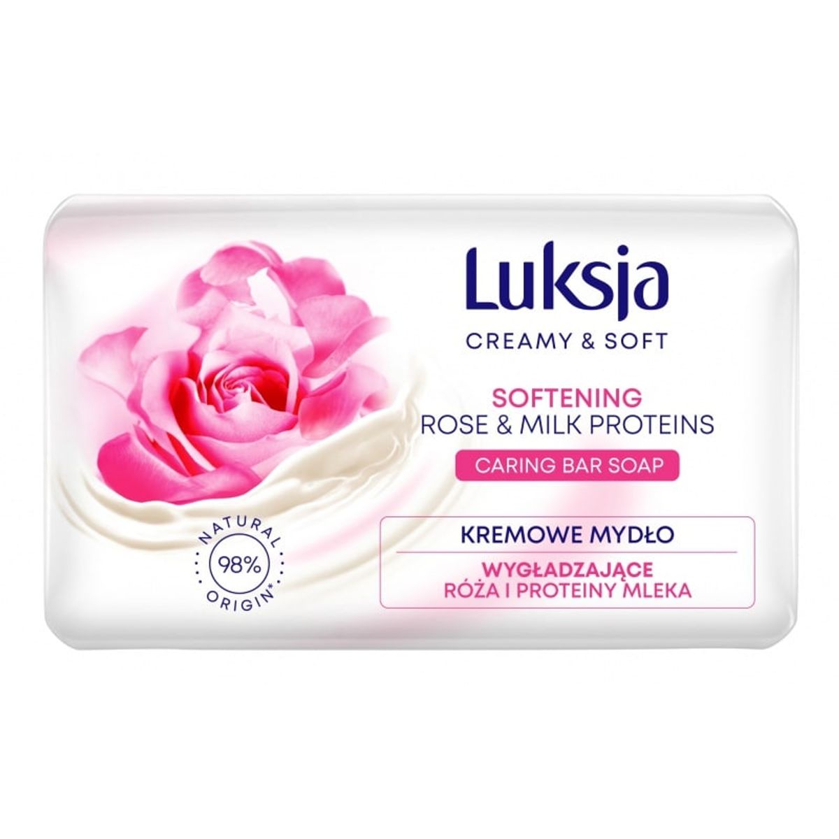 Sæbebar LUKSJA, rose, 90g, fugtgivende og blødgørende,.