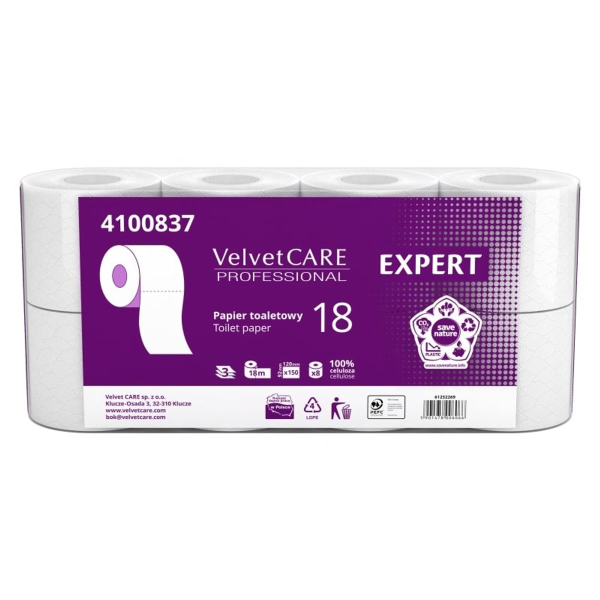 Toiletpapir VELVET Expert 3-lags hvid.