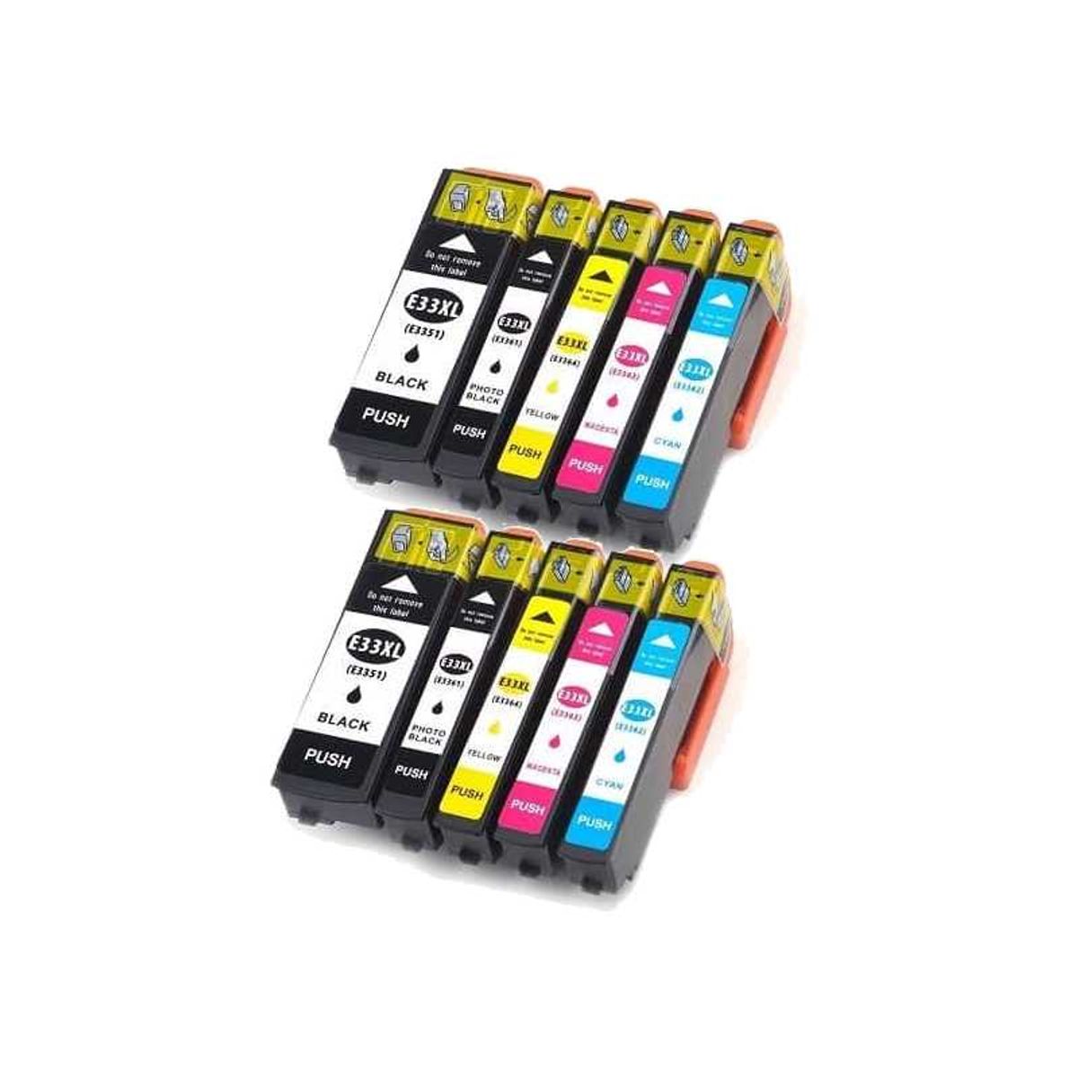 Rabat sæt! Epson 33XL - 2 x 5 farver BK-PBK-C-M-Y - Uoriginal -33XL - 156,4 ml