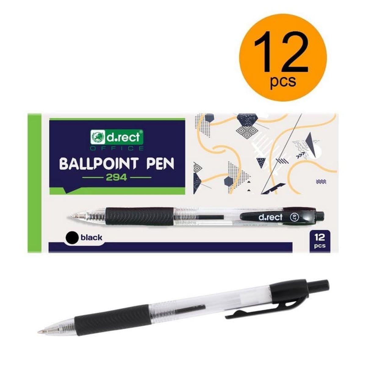 Kuglepen ballpoint 294 sort 12 stk