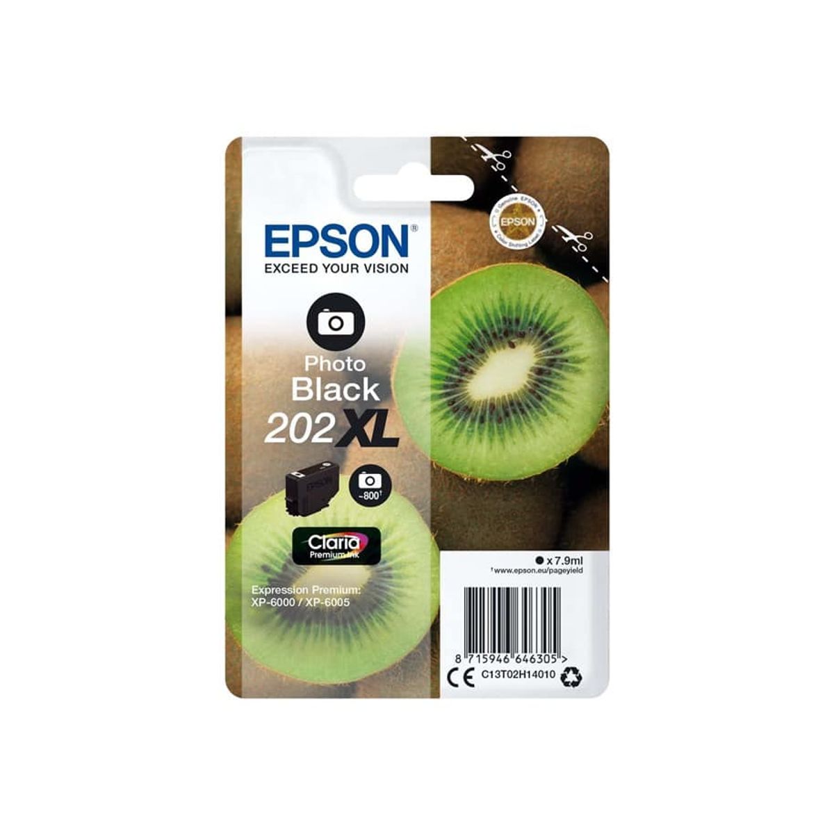 Epson 202XL foto sort blækpatron 8,5 ml C13T02H14010 - original