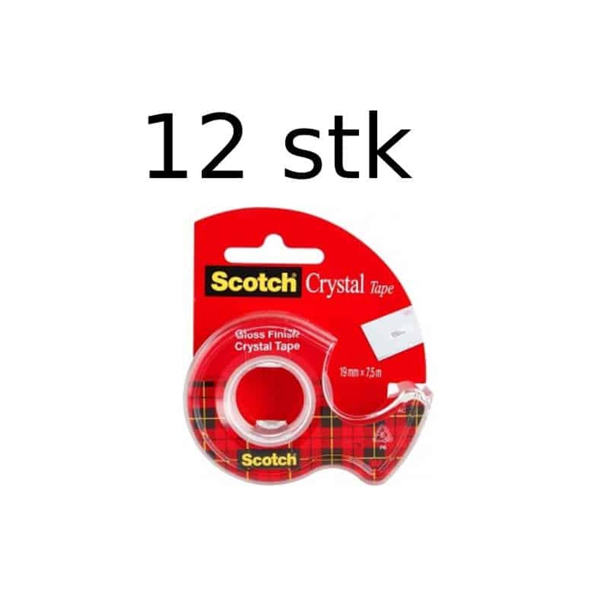 Scotch 12 stk tapedispenser med krystalklar tape 19mm x 7,5m