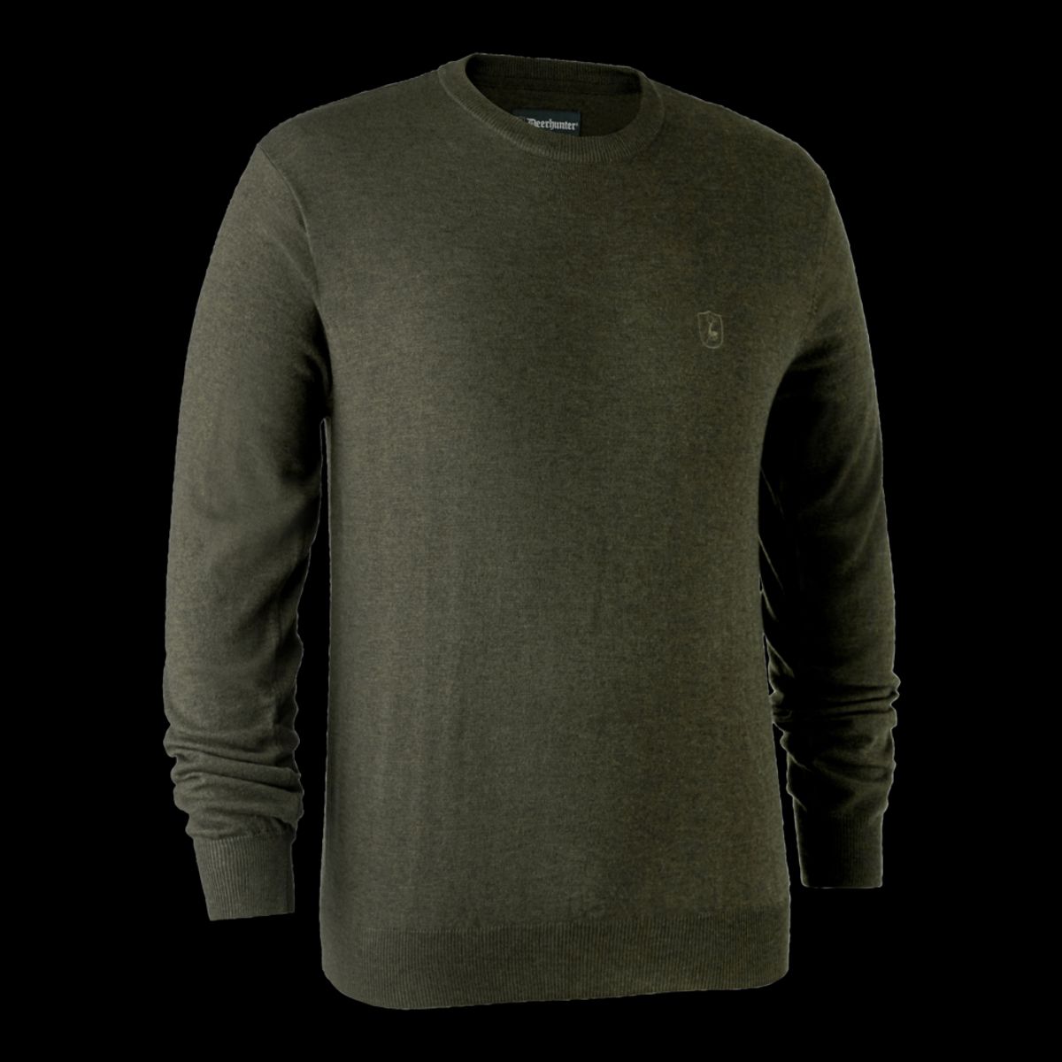 Deerhunter Kingston strik rund hals Green Melange - 2XL