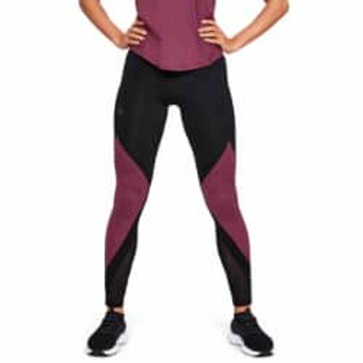 Kvinders Under Armour Rush Leggins - Black and Purple XS