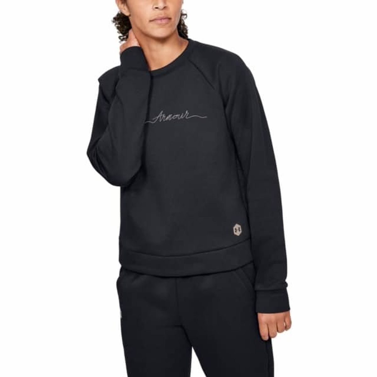 Kvinders Under Armour Recovery Fleece med tryk - Black XS