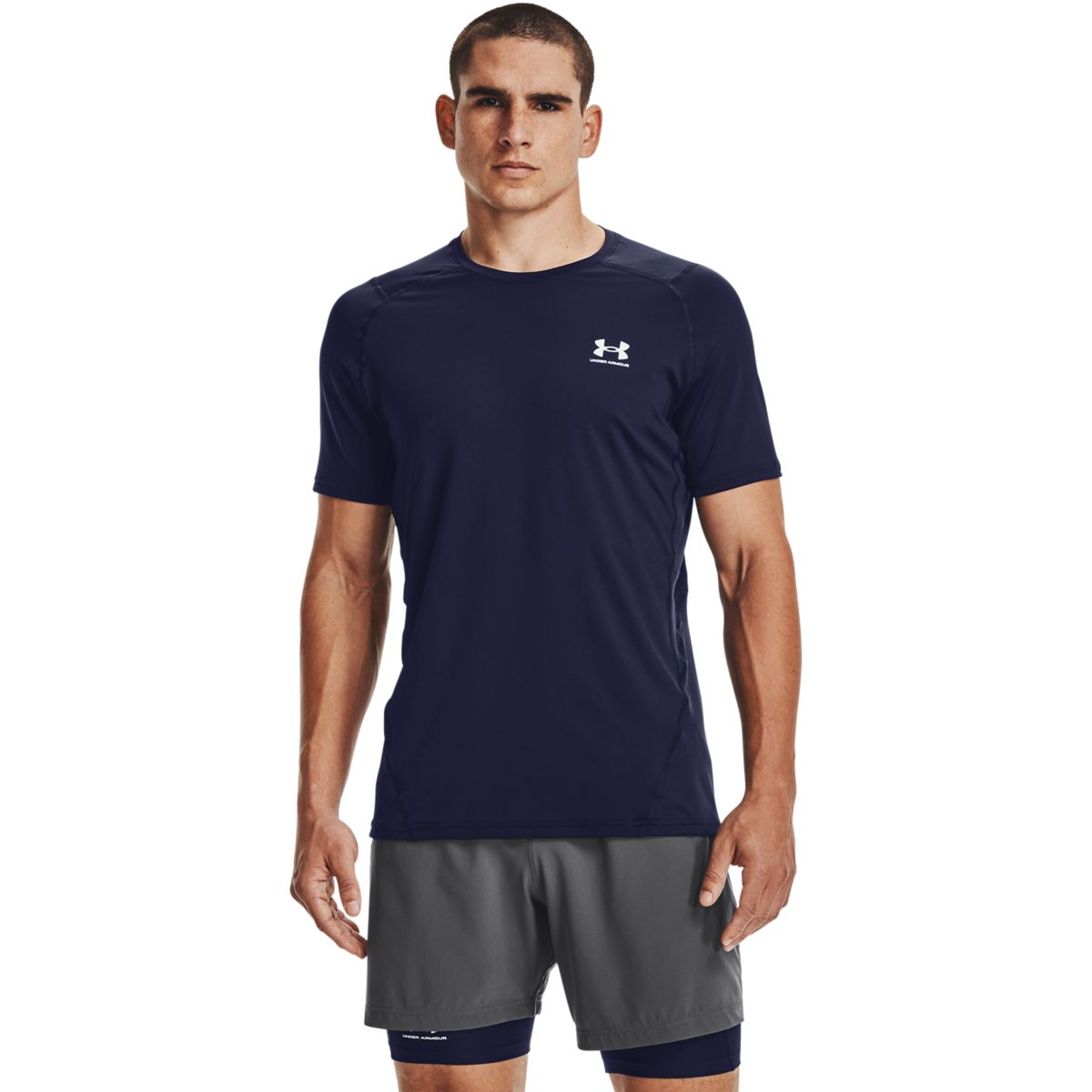 Under Armour Mænd - HeatGear Armour Fitted Shortsleeve - Midnight Navy Blue XXL