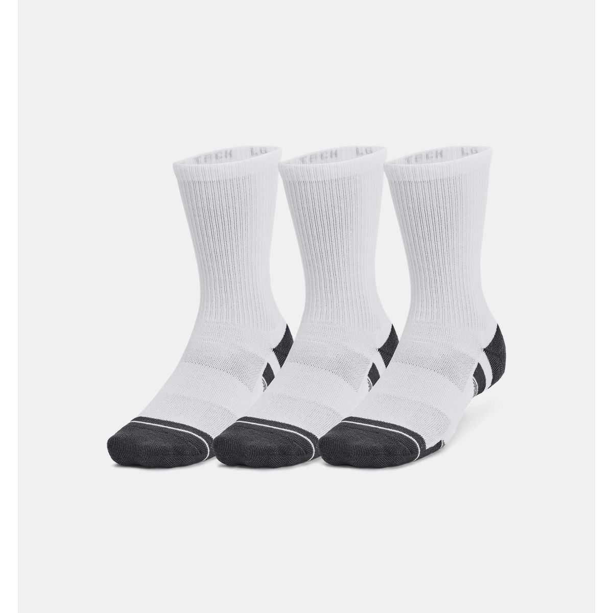 Under Armour Performance - Tech 3 Pack Crew Socks - White L