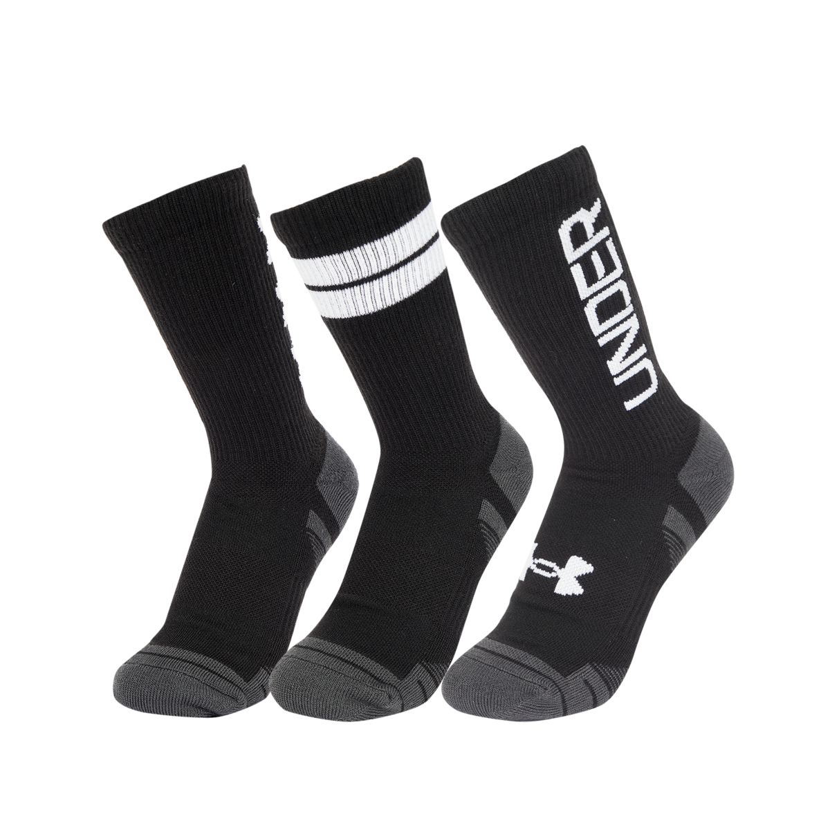 Under Armour Performance - Tech Novelty 3 Pack Crew Socks - Black XL