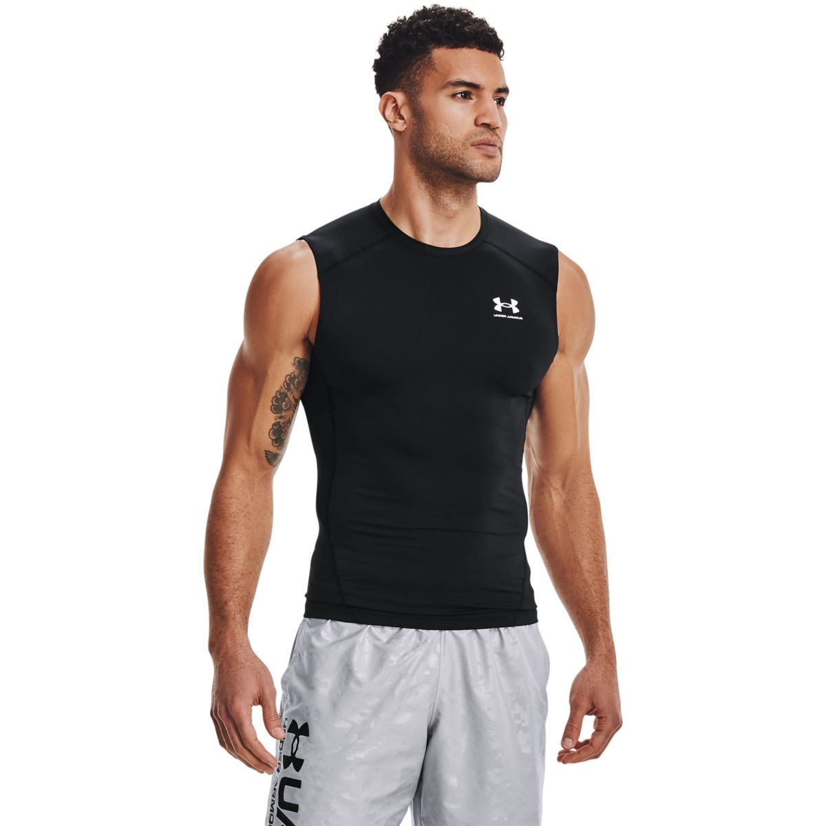 Mænds Under Armour - Compression Sleeveless T-shirt - Black XXL