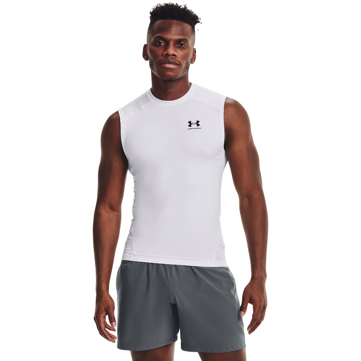 Mænds Under Armour - Compression Sleeveless T-shirt - White 4XL