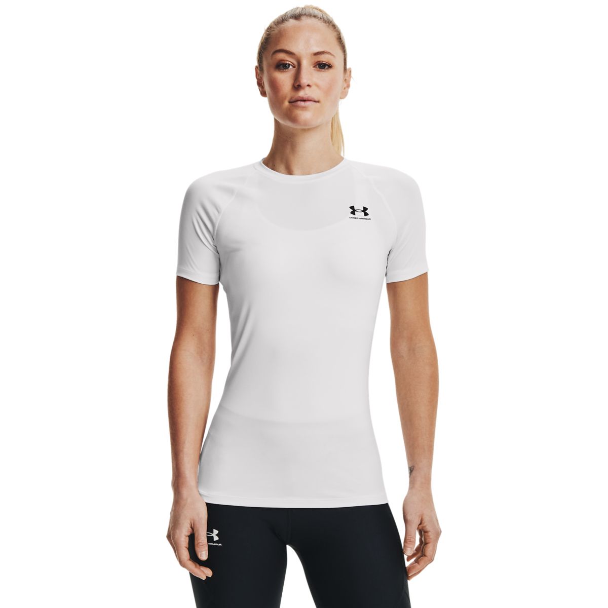 Kvinders Under Armour - Heatgear Authentics Compression SS - White XL