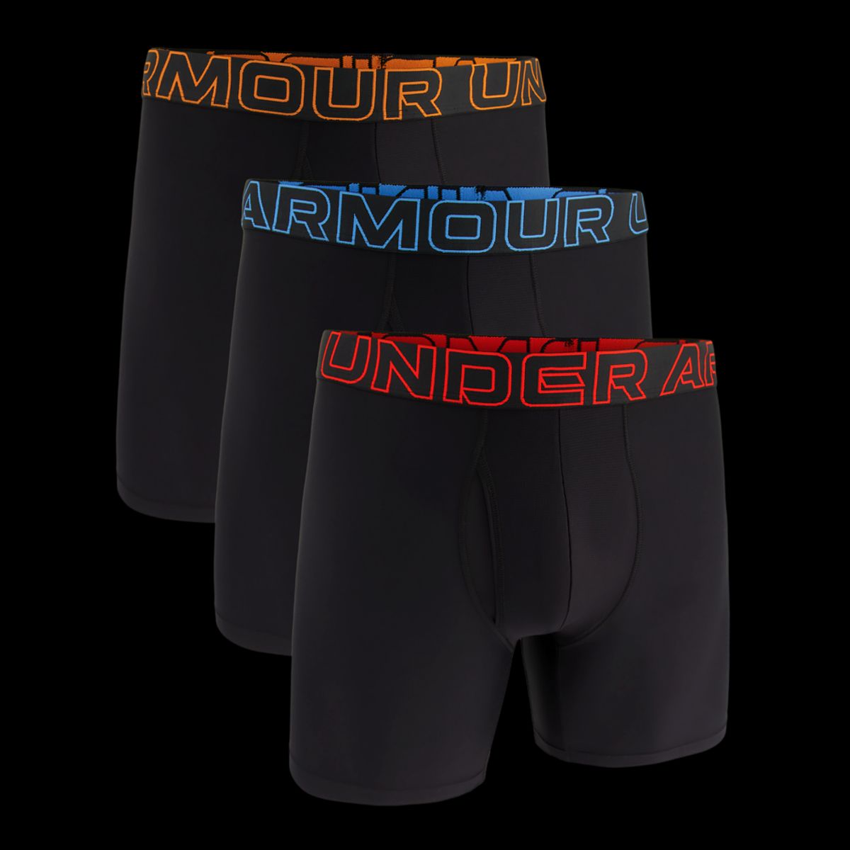 Under Armour Mænds - Tech 6" Boxer Shorts 3-Pack - Black / Phoenix Fire M