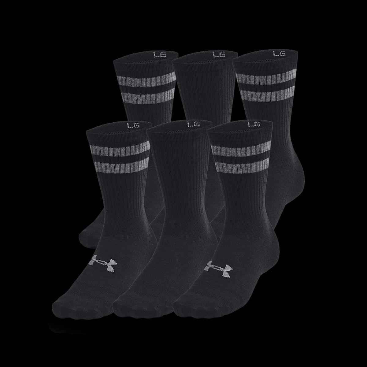 Under Armour Sokker - Essentials 6-Pack Crew Socks - Black / Castlerock S