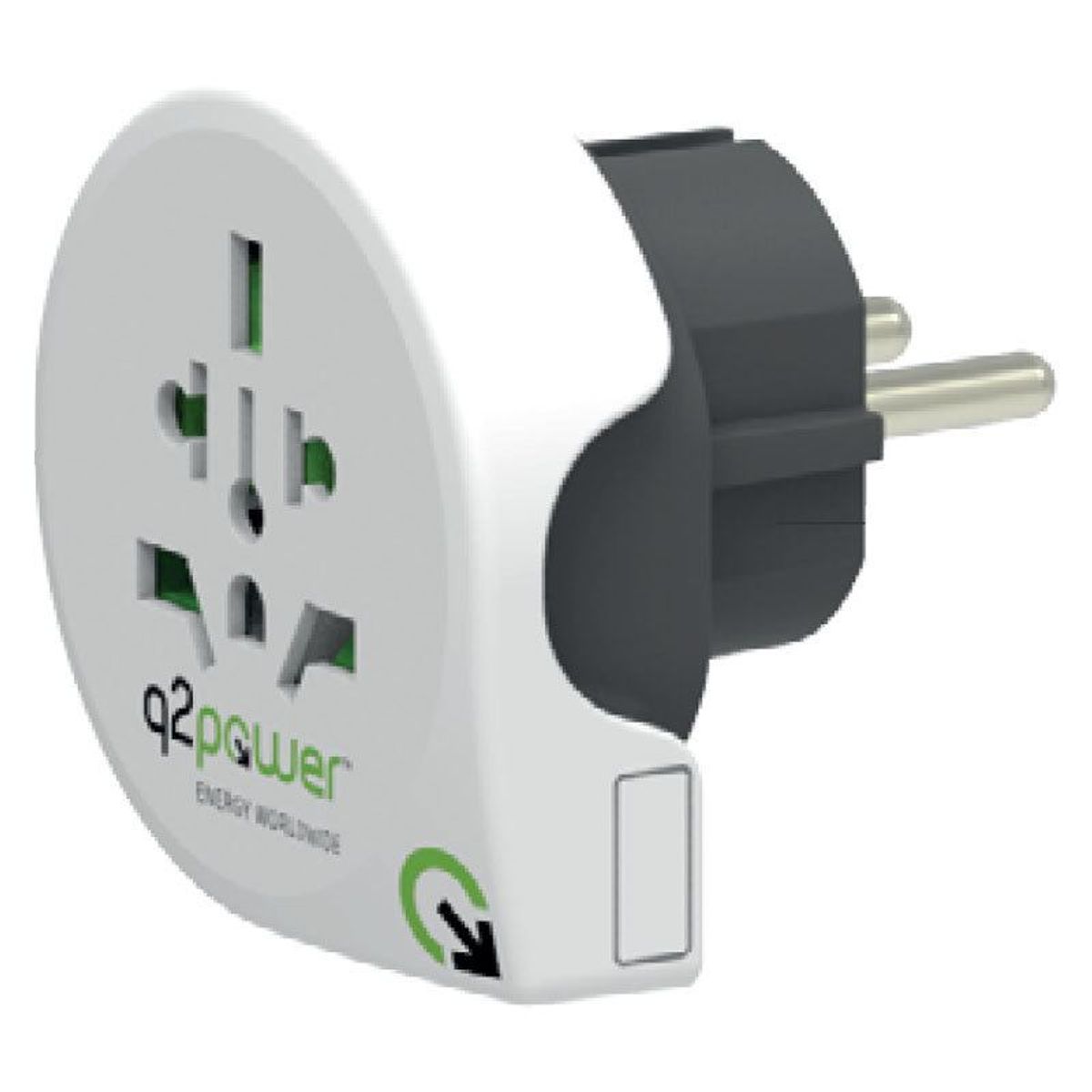 Q2Power Qdapter 360 adapter til vægstik i hele verden, hvid