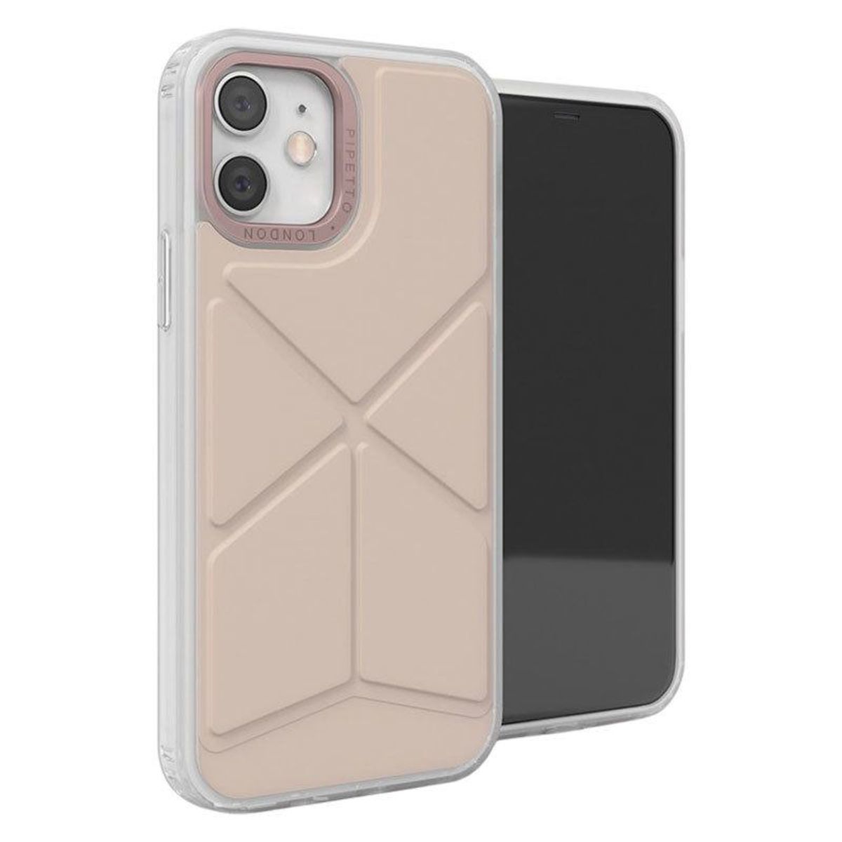 Pipetto Origami Snap iPhone 12 Mini Foldbart TPU Cover, Dusty Pink