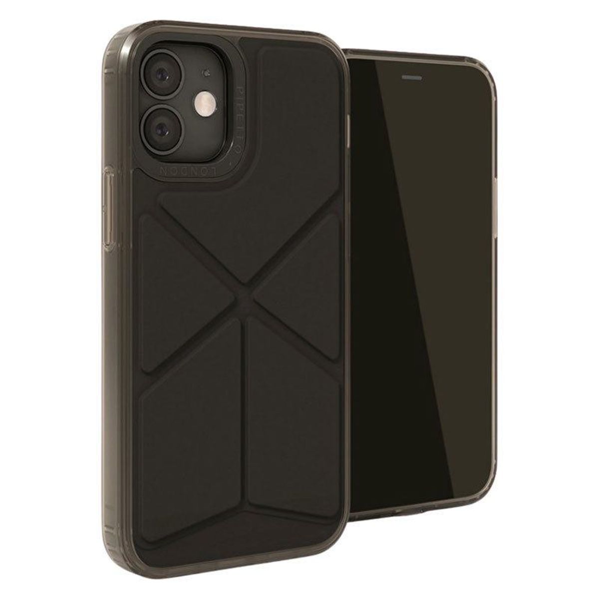 Pipetto Origami Snap iPhone 12 Mini Foldbart TPU Cover, Sort