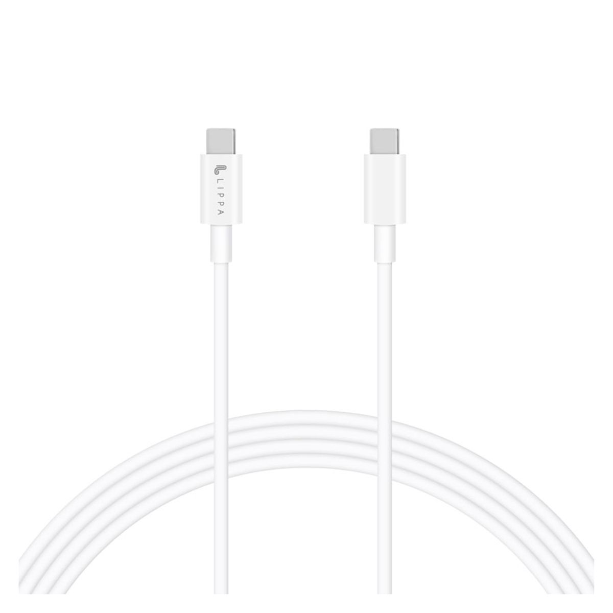 Lippa USB-C til USB-C 60W kabel 1m, Hvid