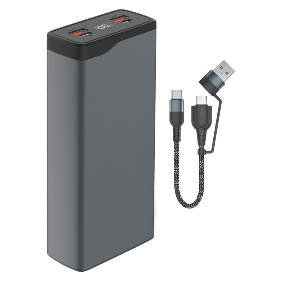 4Smarts VoltHub Pro 26.800 mAh powerbank, 22.5W USB-C PD og QC 3.0, Gunmetal