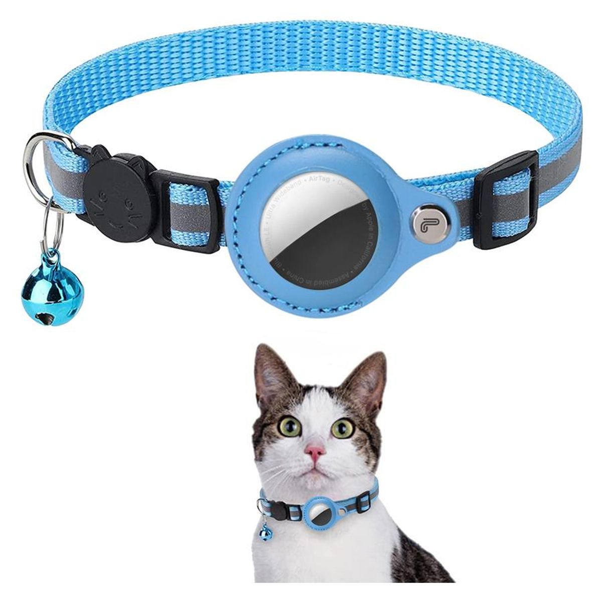 Lippa Halsbånd til katte og hunde for AirTag og Smart-Finder, 22-32cm, Blå