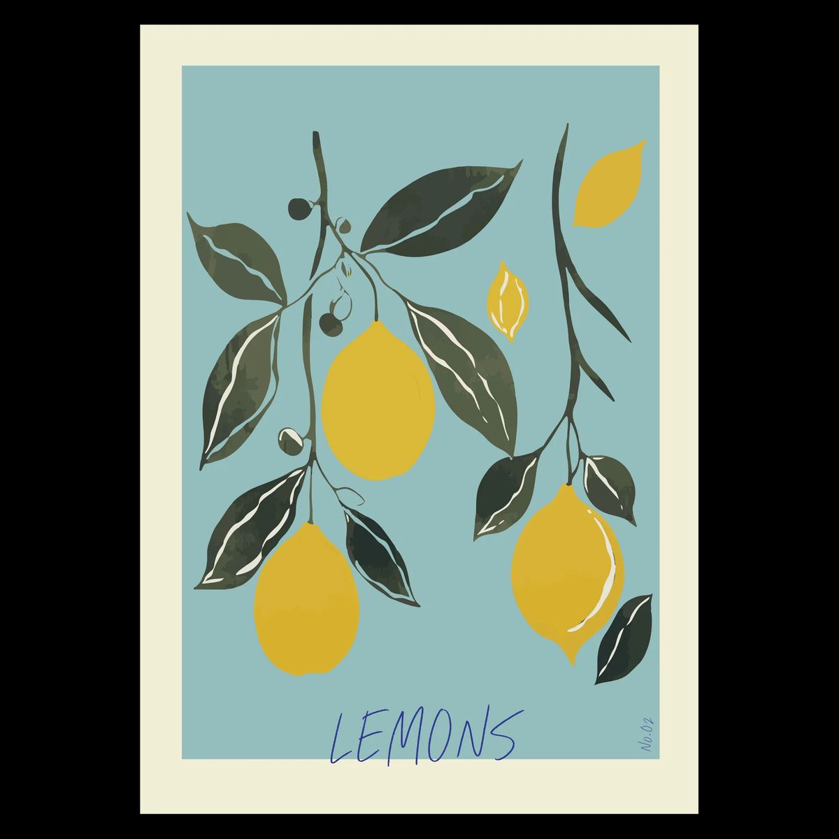 Lemons Plakat 30x42 cm (A3) / Hvid Egetræ