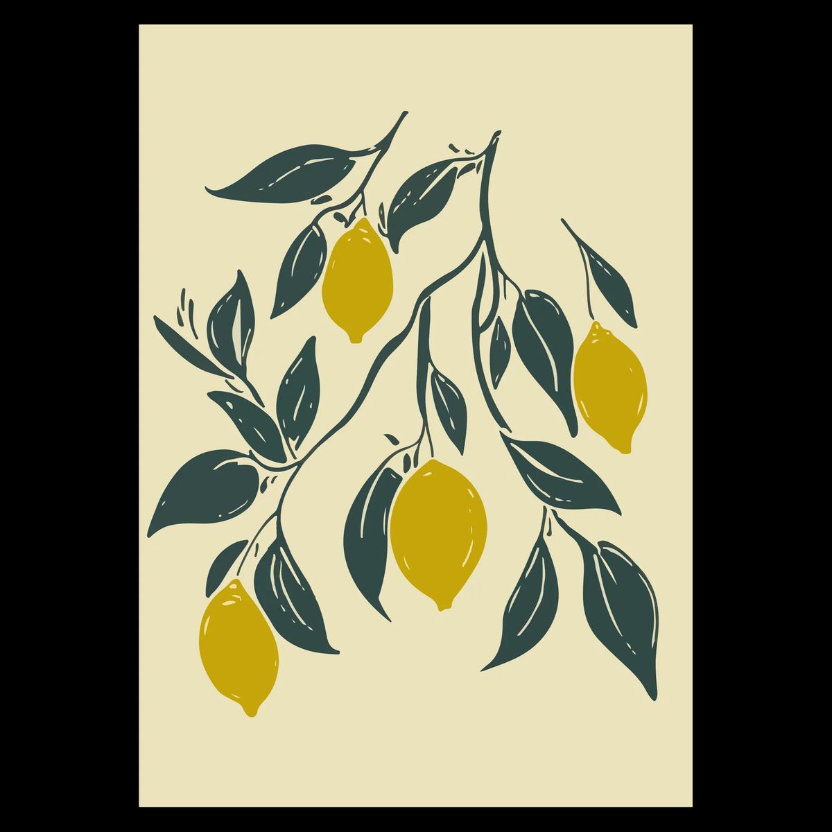 Yellow Lemon Plakat 50x70 cm (B2) / Egetræ