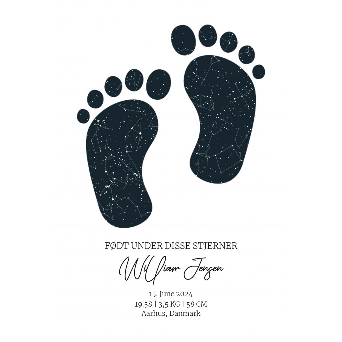 Footprint stjernehimmel plakat 30x42 cm (A3)