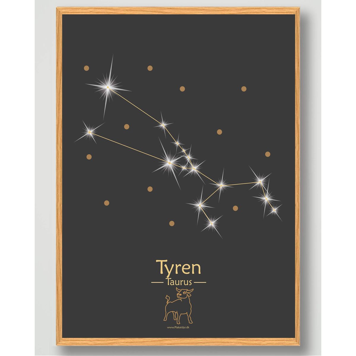 Stjernebillede tyren (sort) - plakat (Størrelse: M - 30x40cm)