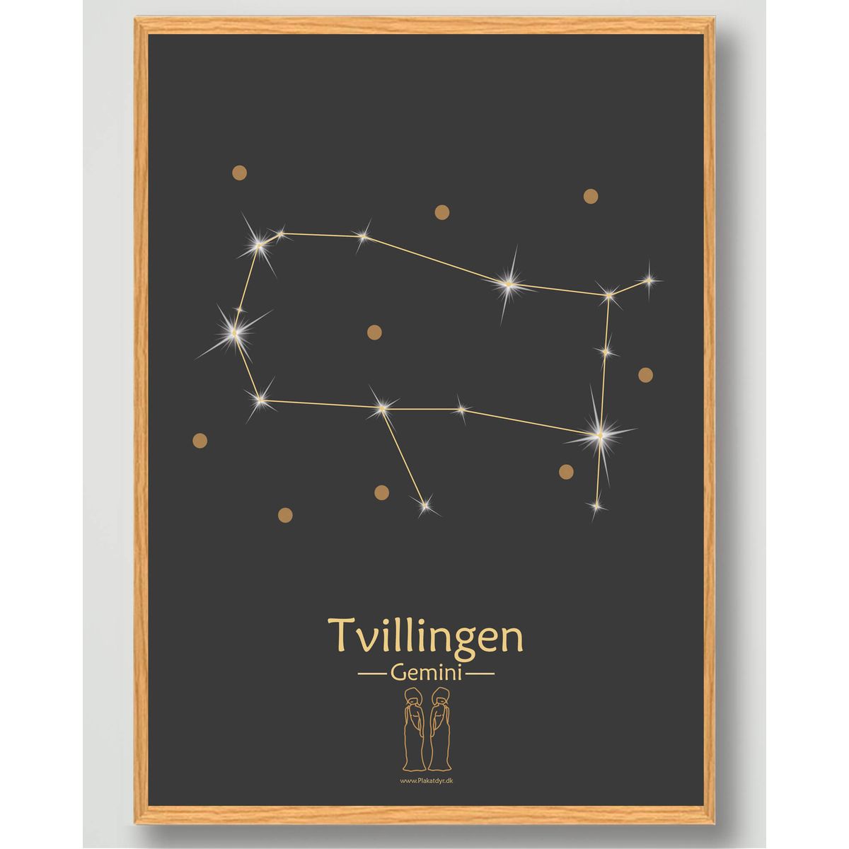 Stjernebillede tvillingen (sort) - plakat (Størrelse: S - 21x29,7cm (A4))