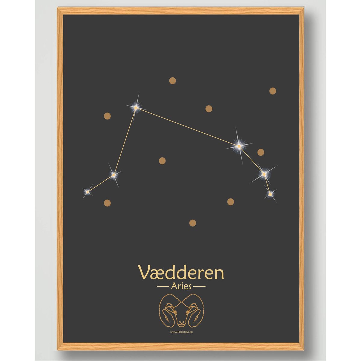 Stjernebillede vædderen (sort) - plakat (Størrelse: L - 50x70cm (B2))