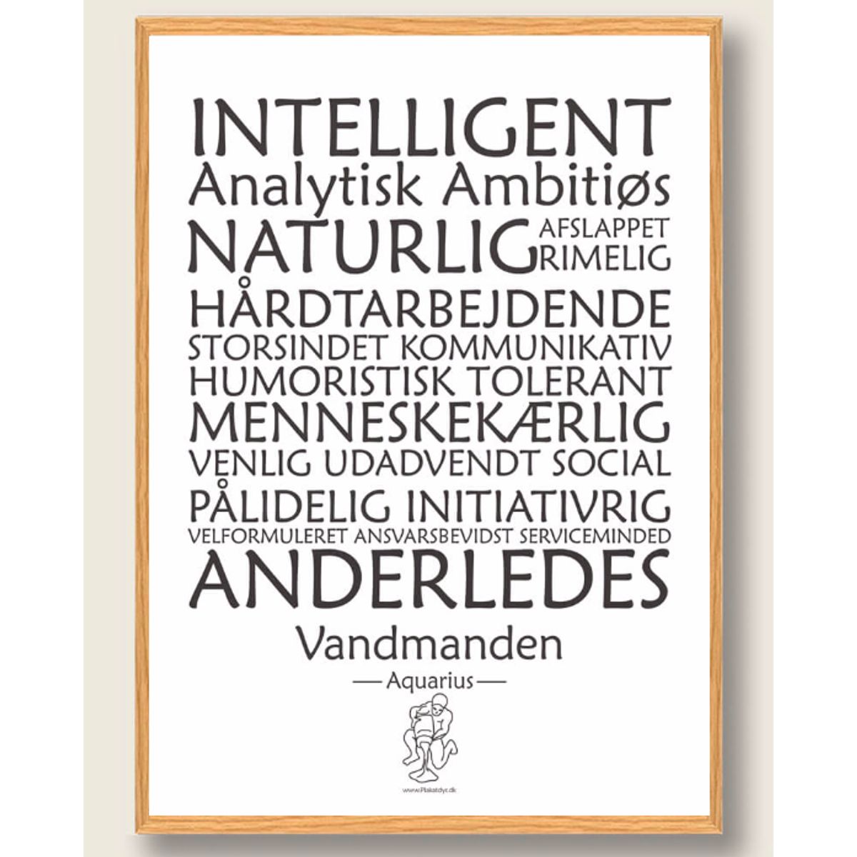 Stjernetegn vandmanden (hvid) - plakat (Størrelse: M - 30x40cm)