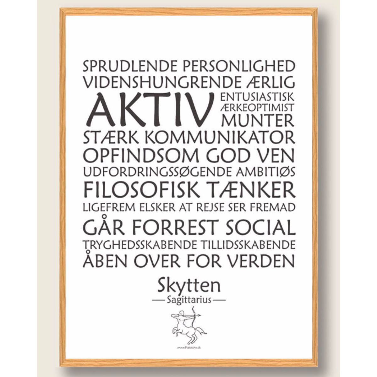 Stjernetegn skytten (hvid) - plakat (Størrelse: M - 30x40cm)