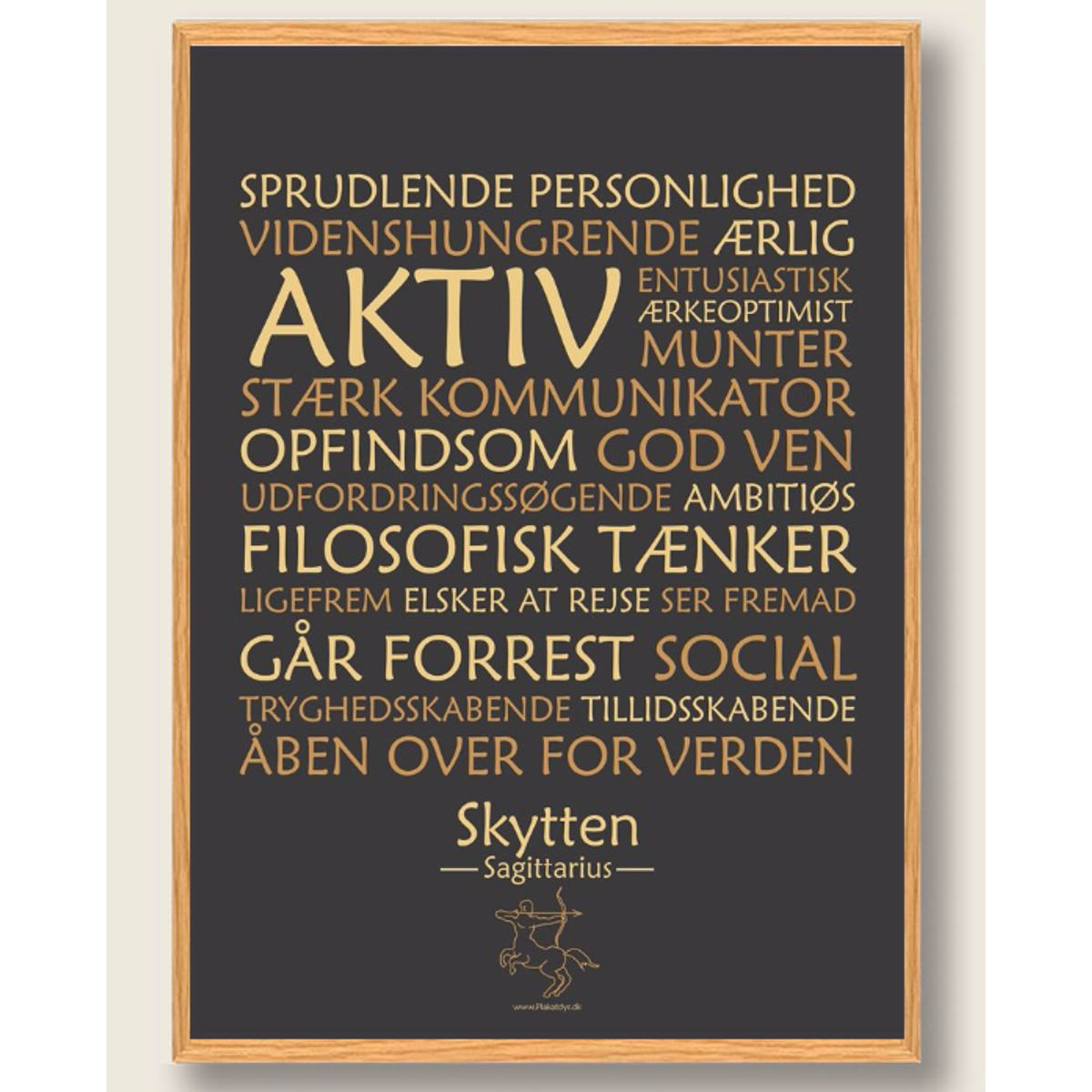 Stjernetegn skytten (sort) - plakat (Størrelse: M - 30x40cm)