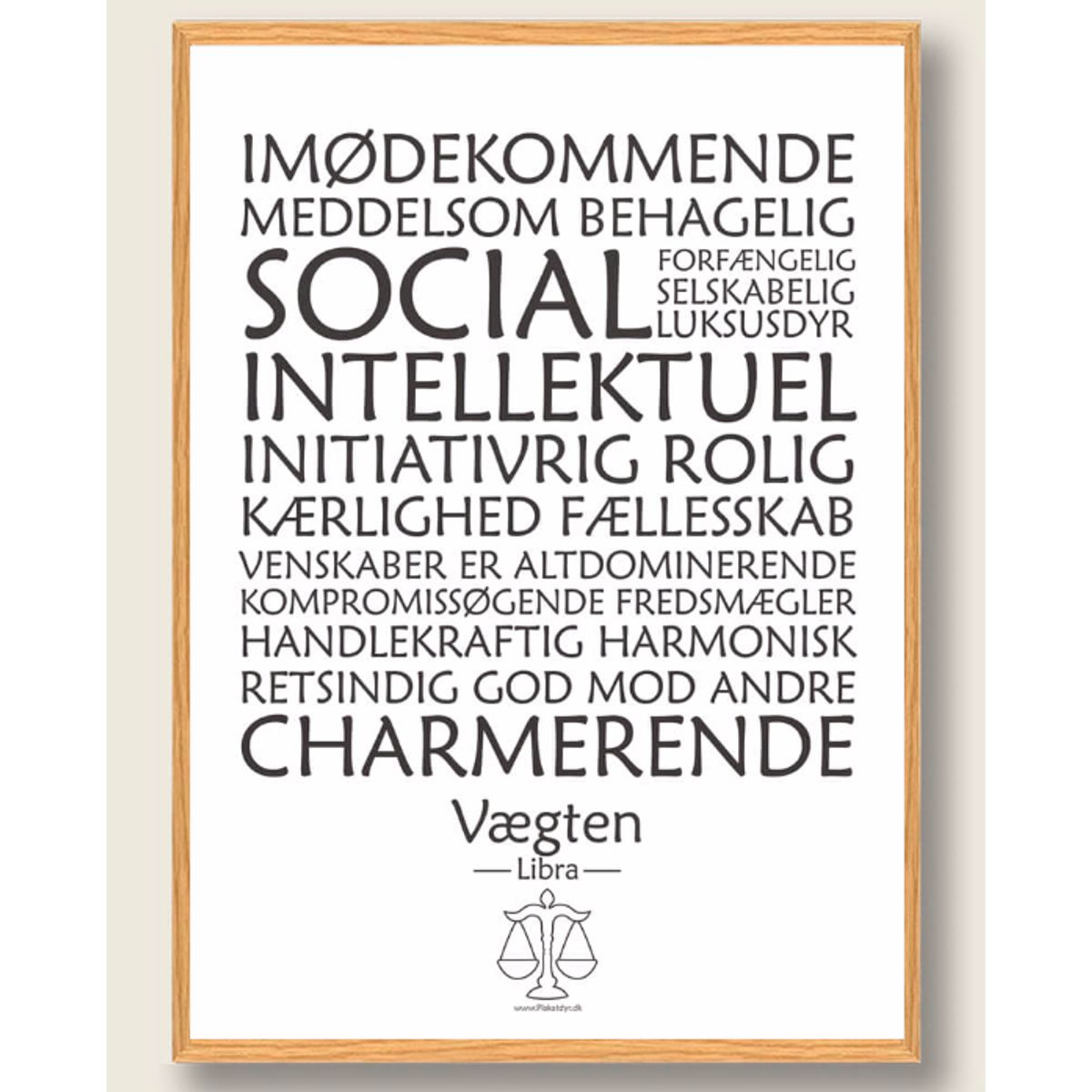 Stjernetegn vægten (hvid) - plakat (Størrelse: S - 21x29,7cm (A4))