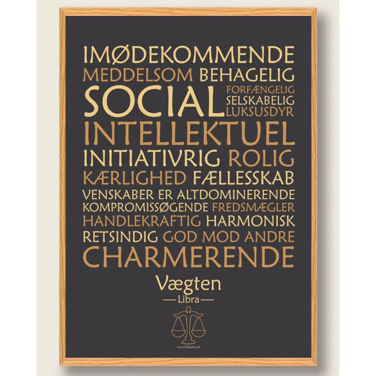 Stjernetegn vægten (sort) - plakat (Størrelse: M - 30x40cm)