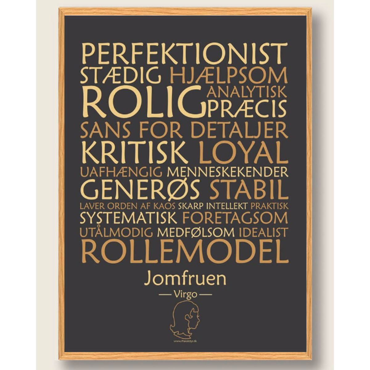 Stjernetegn jomfruen (sort) - plakat (Størrelse: M - 30x40cm)