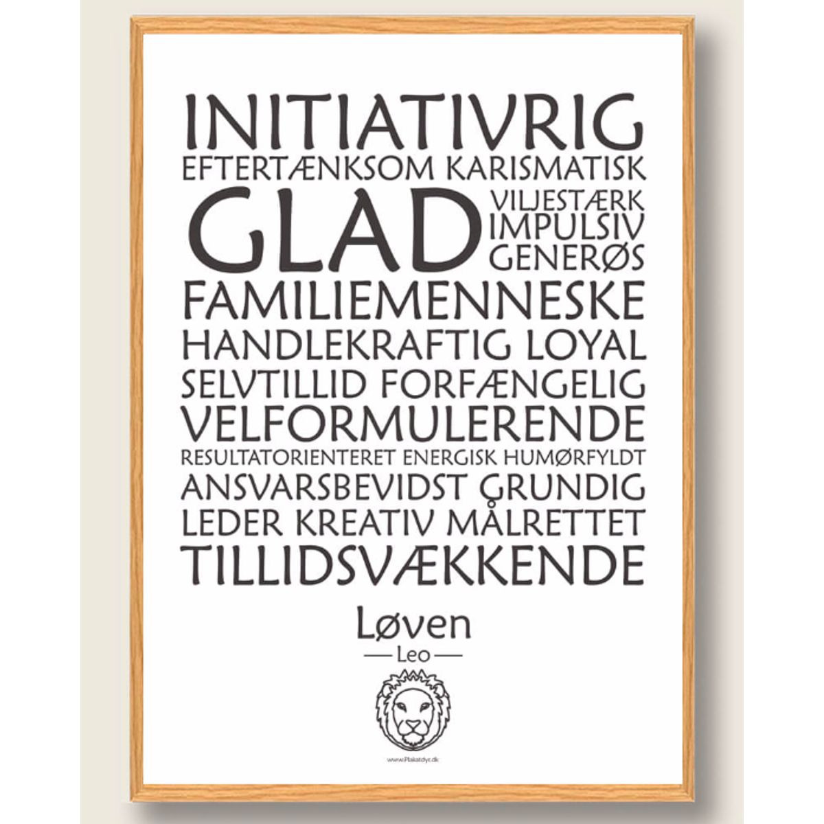 Stjernetegn løven (hvid) - plakat (Størrelse: M - 30x40cm)