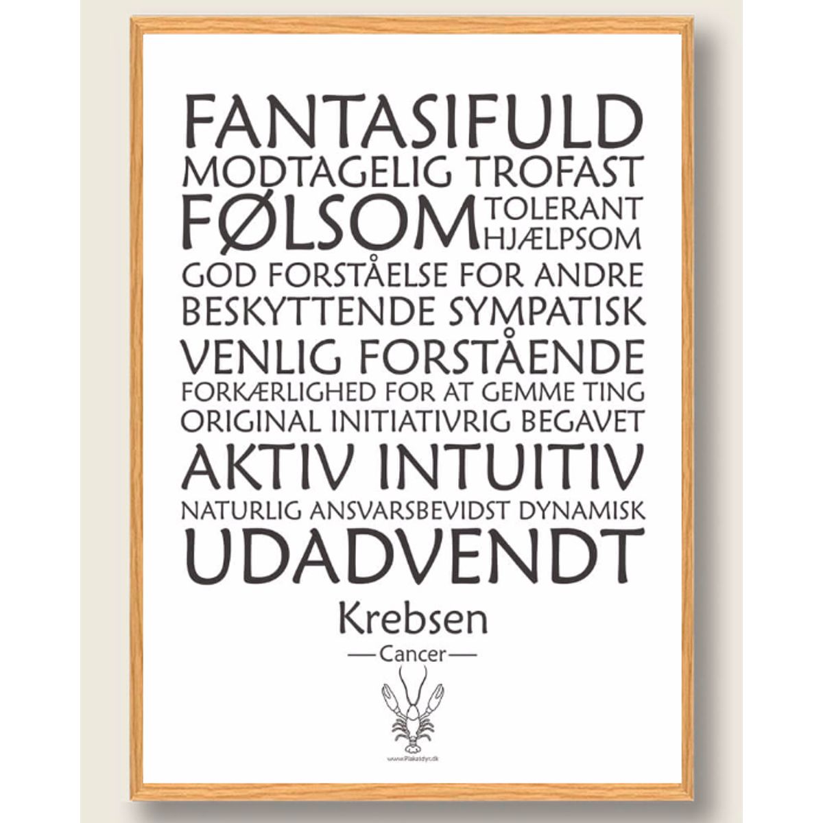 Stjernetegn krebsen (hvid) - plakat (Størrelse: L - 50x70cm (B2))