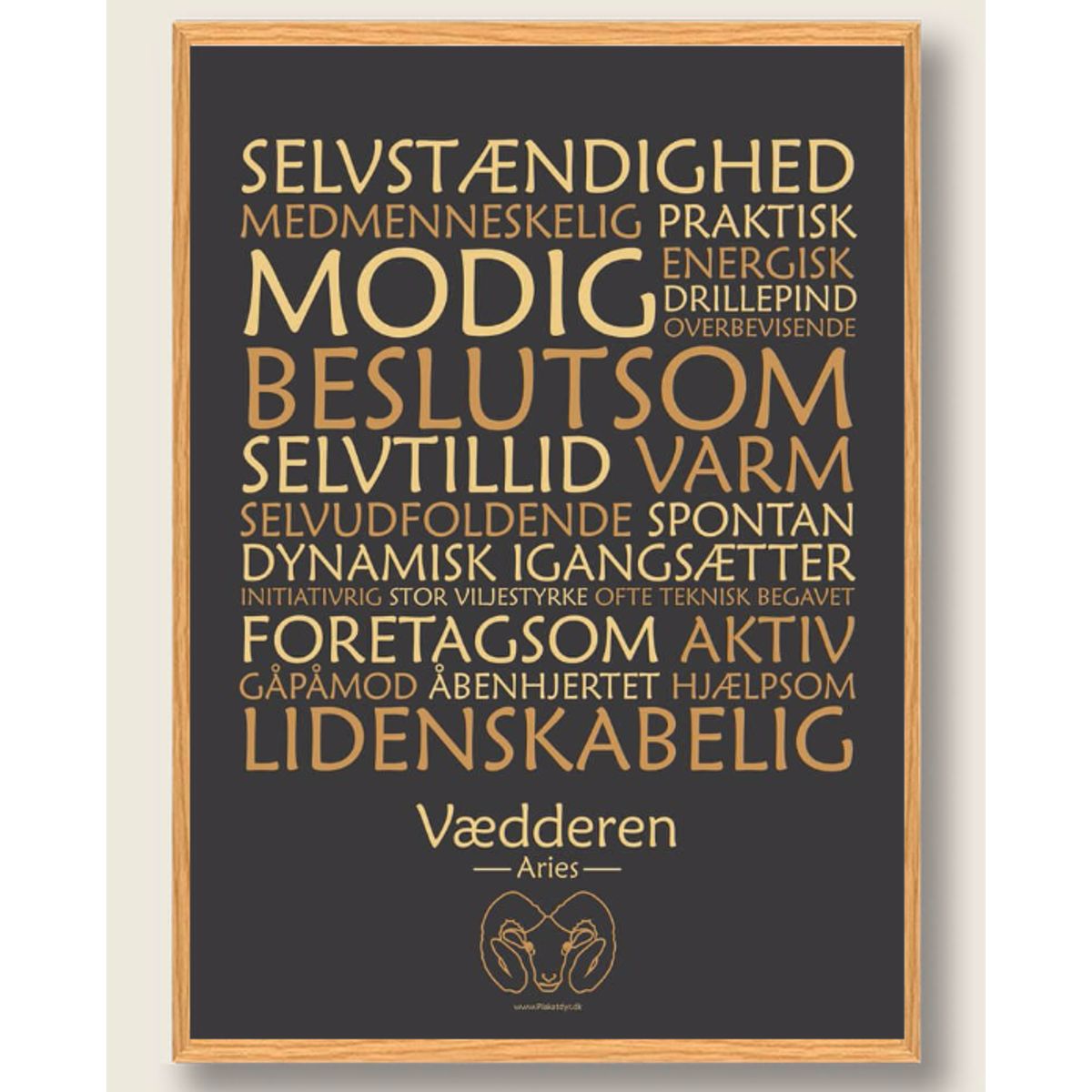 Stjernetegn vædderen (sort) - plakat (Størrelse: M - 30x40cm)