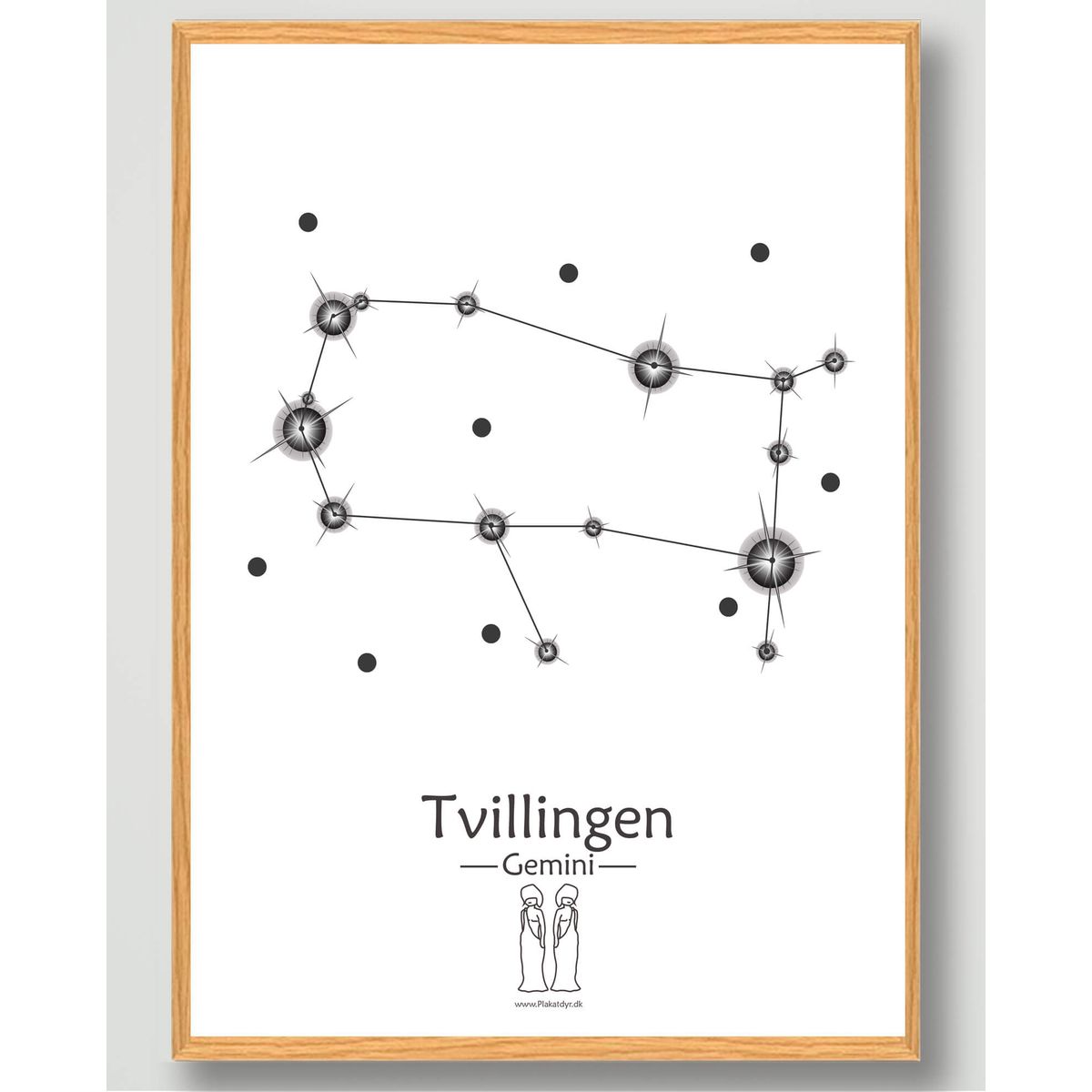 Stjernebillede tvillingen (hvid) - plakat (Størrelse: S - 21x29,7cm (A4))