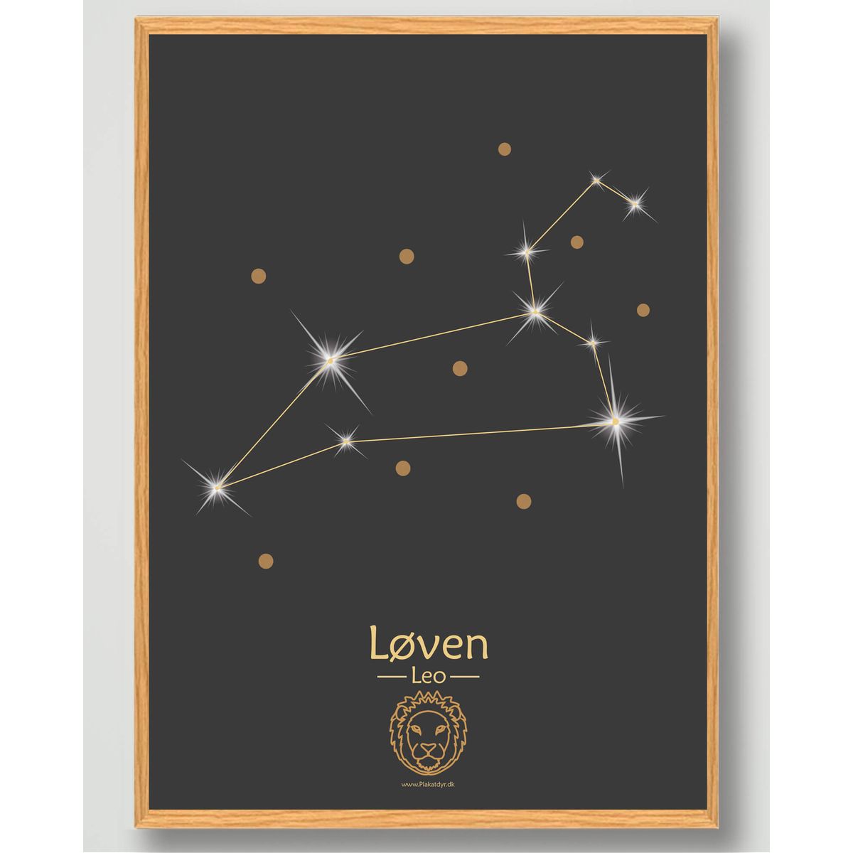 Stjernebillede løven (sort) - plakat (Størrelse: S - 21x29,7cm (A4))