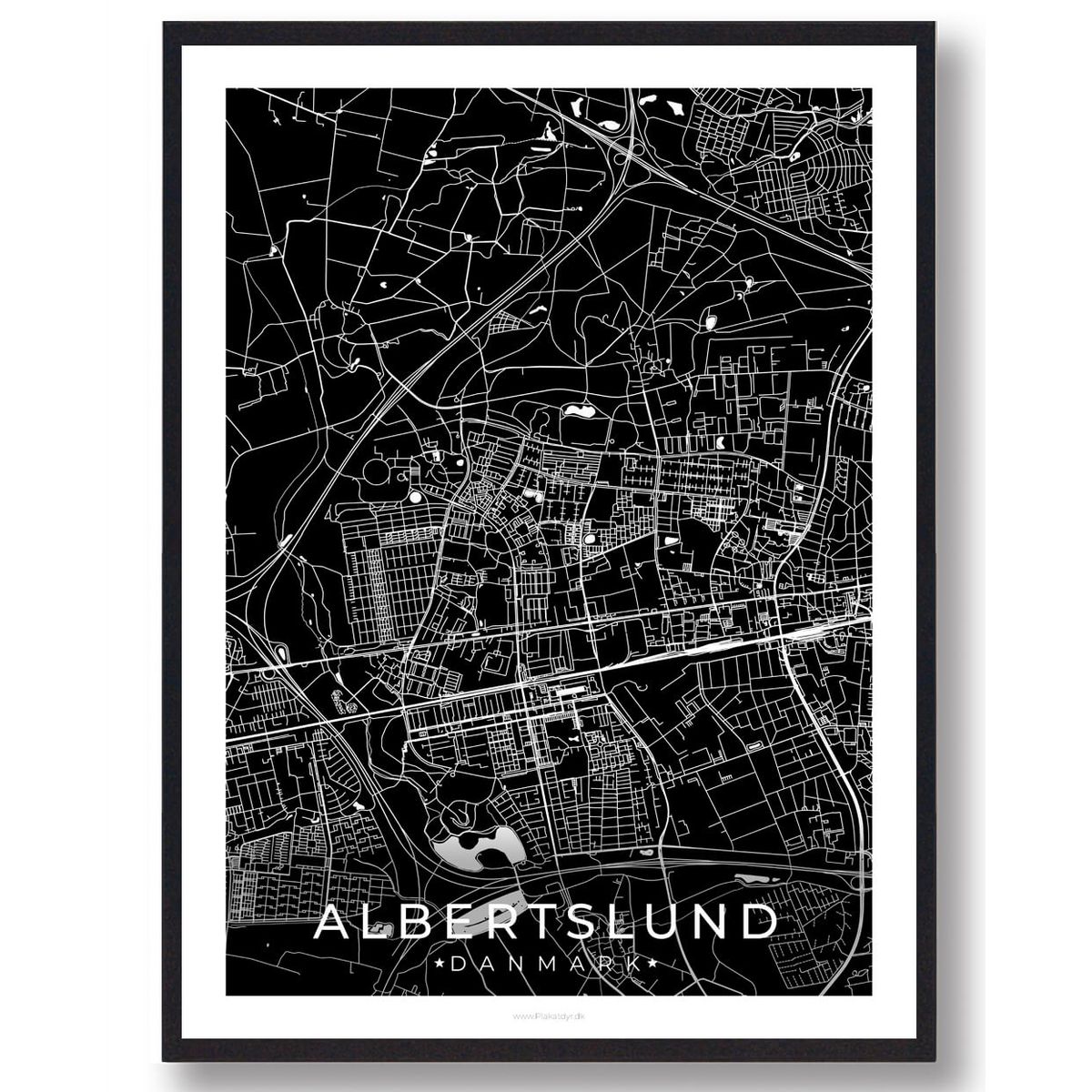 Albertslund by plakat - sort (Størrelse: XS - 15x21cm (A5))