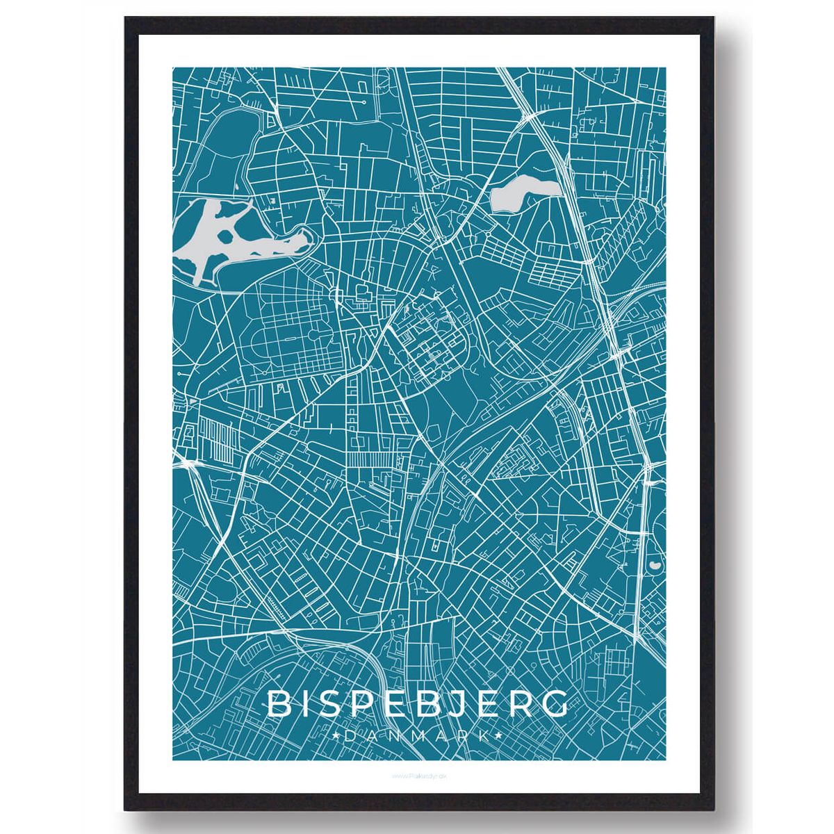 Bispebjerg by plakat - blå (Størrelse: L - 50x70cm (B2))