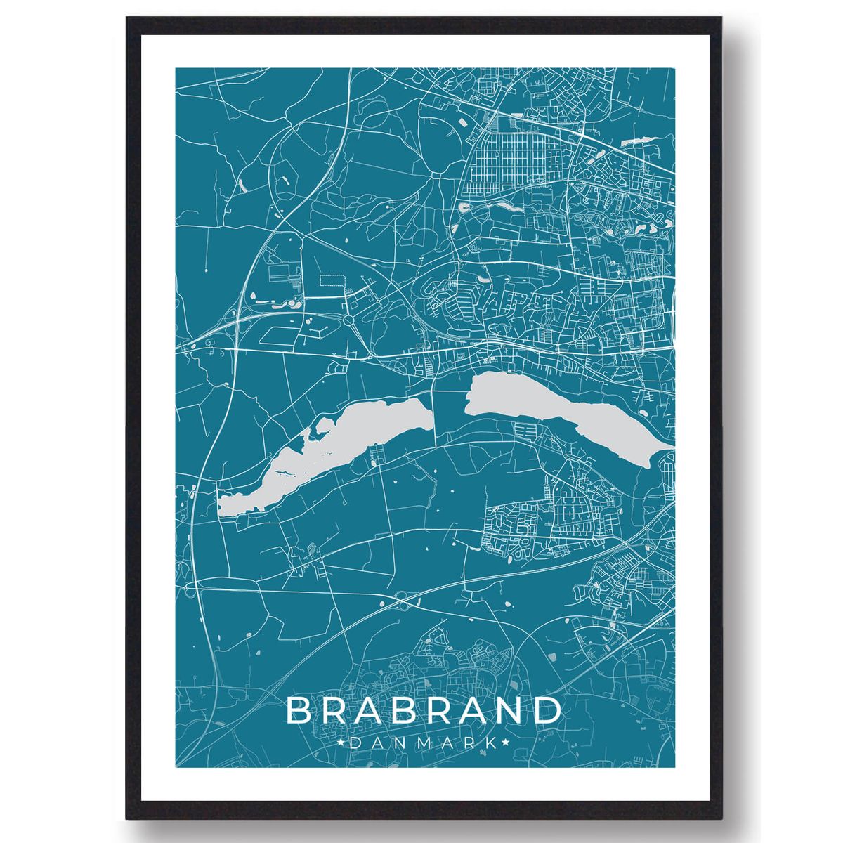 Brabrand by plakat - blå (Størrelse: L - 50x70cm (B2))