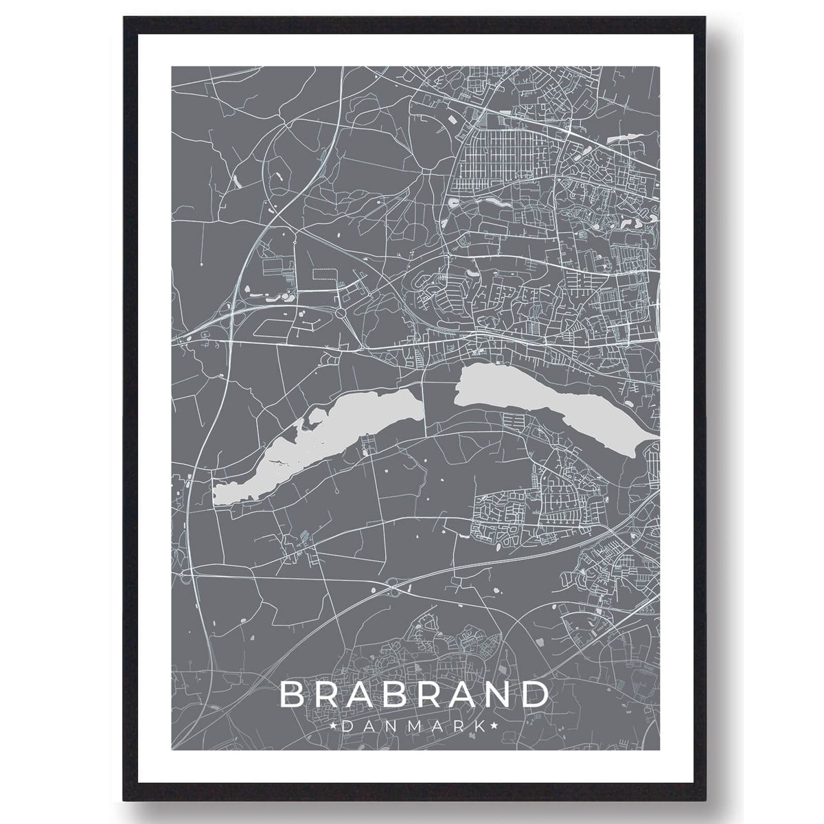 Brabrand by plakat - grå (Størrelse: L - 50x70cm (B2))