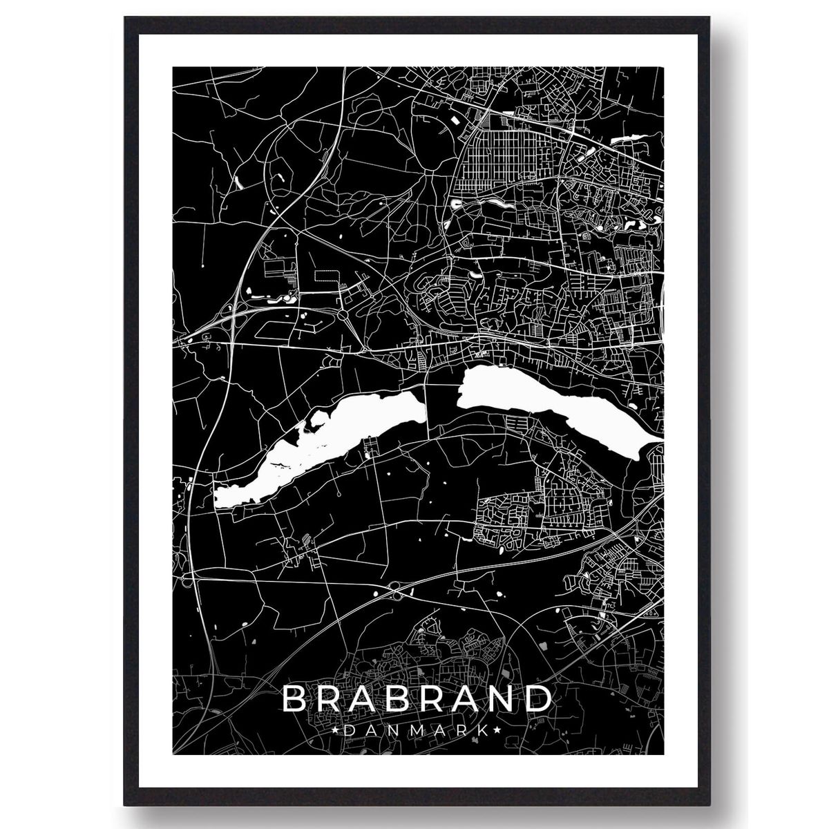 Brabrand by plakat - sort (Størrelse: L - 50x70cm (B2))