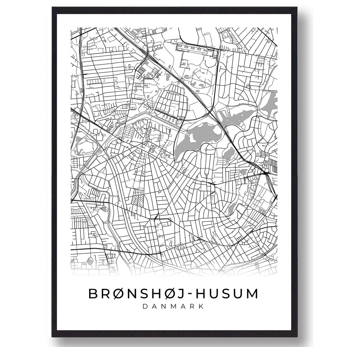 Brønshøj-Husum by plakat - hvid (Størrelse: L - 50x70cm (B2))