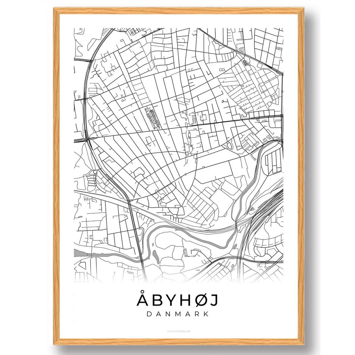 Åbyhøj by plakat - hvid (Størrelse: L - 50x70cm (B2))