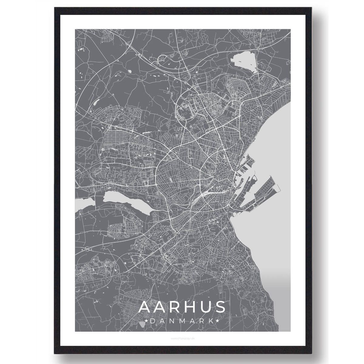 Aarhus by plakat - grå (Størrelse: L - 50x70cm (B2))